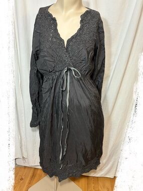 Prenatal maternity women’s medium silk dress night gown gray